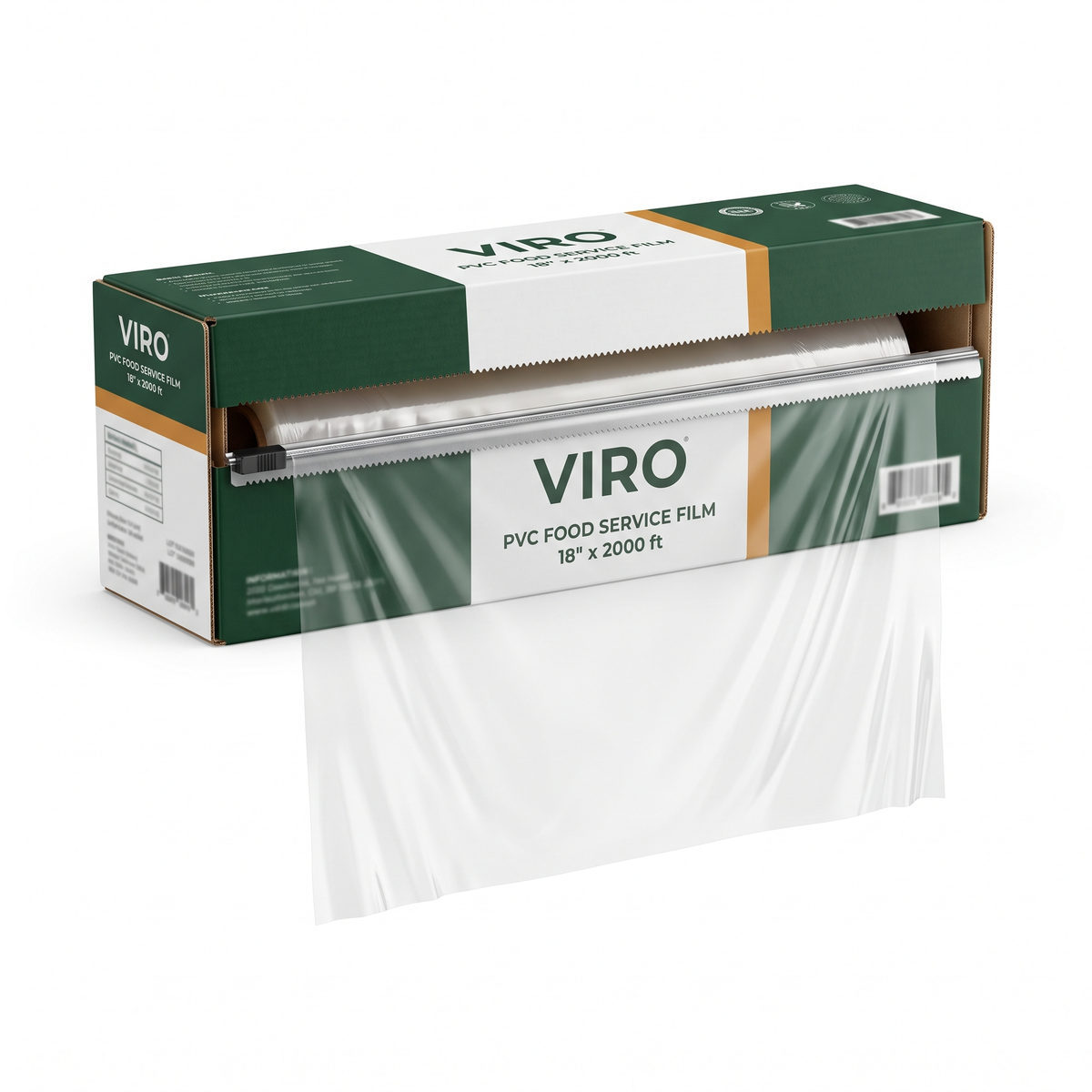 Viro PVC food service film cutter box, 18 inch by 2000 foot roll