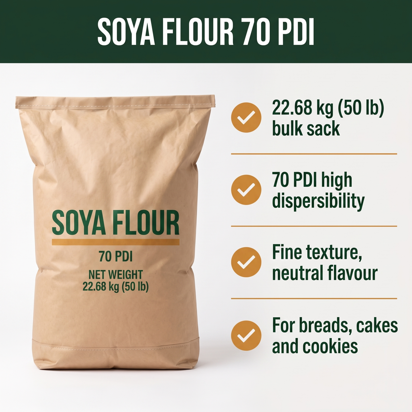 Soya Flour 70 PDI key features and specifications