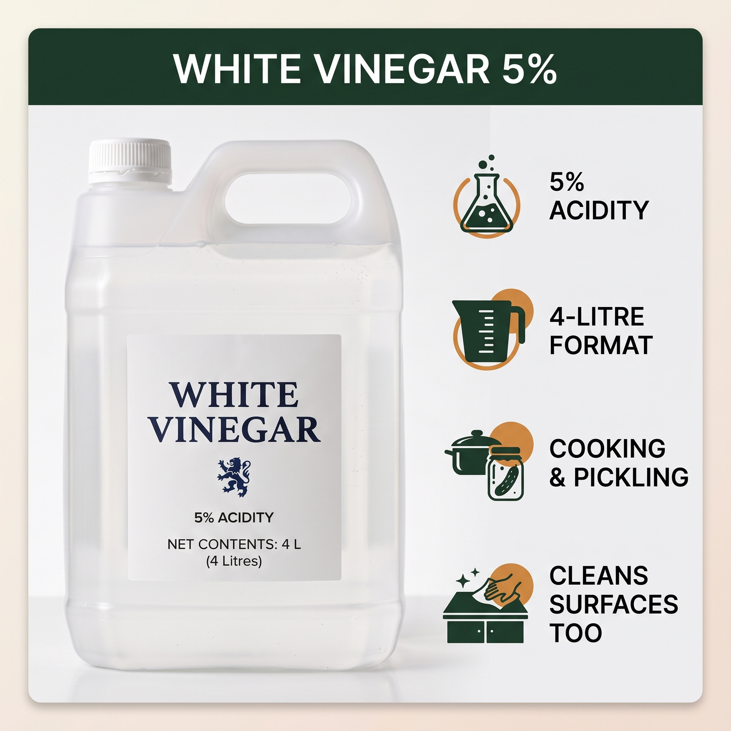 WHITE VINEGAR 5% 4 liters LION
