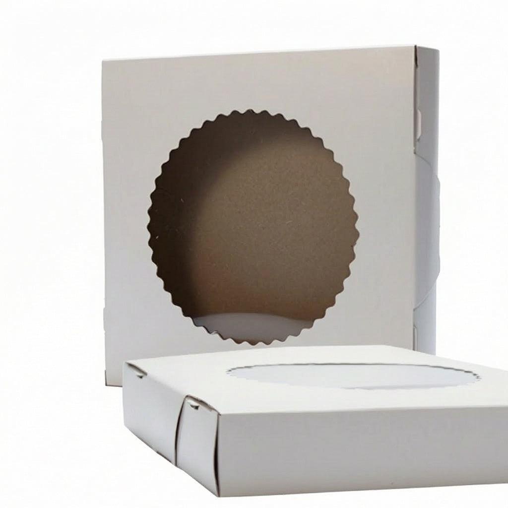 BOÎTE À TARTE EN CARTON AVEC FENÊTRE EN CELLOPHANE – 8 x 8 x 1.5 po – 250 unités