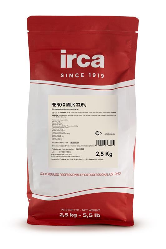 CHOCOLAT AU LAIT DE COUVERTURE 33.6 % – RENO X IRCA – 2.5 kg