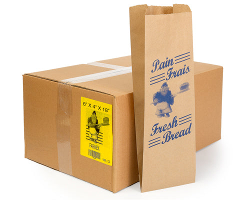BELGIAN BROWN BREAD BAGS 6X4X18 - 1000 units