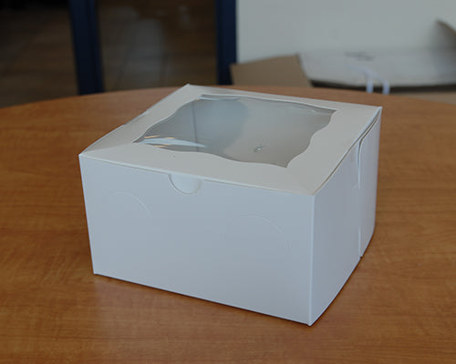 CUPCAKE BOX WITH CELLOPHANE 4X4X4 WHITE 100 units