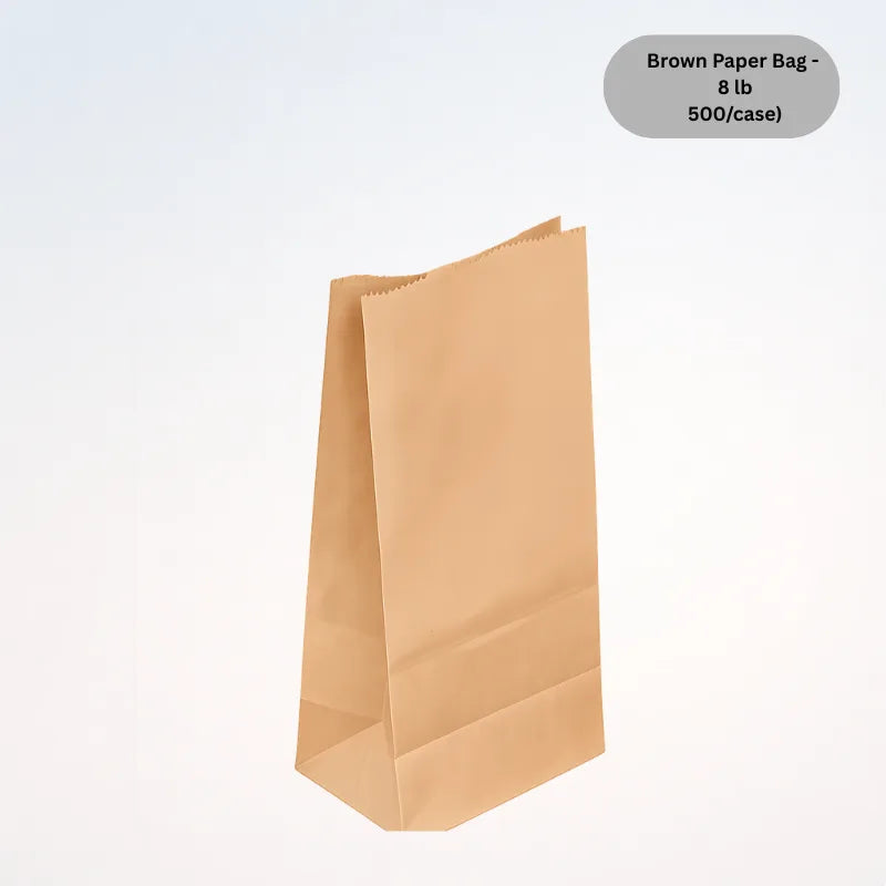 BROWN PAPER BAG 8 LB - 6.25" x 3.8" x 12.8" - 500 units