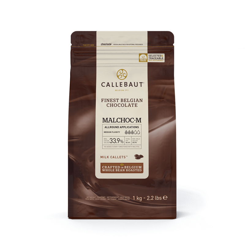 MALCHOC MILK CHOCOLATE WITH NO ADDED SUGAR CALLETS - BARRY CALLEBAUT - 10kg