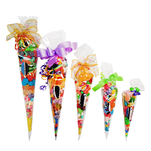CONE SHAPED TRANSPARENT BAGS 12 cm X 25.5 cm - 100 units