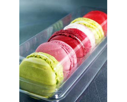 6 MACAROONS BOX WITH TRANSPARENT BASE AND LID - 20 units