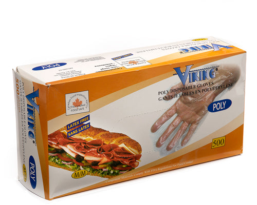 MEDIUM-SIZE TRANSPARENT DISPOSABLE POLYETHYLENE GLOVE - 500 units