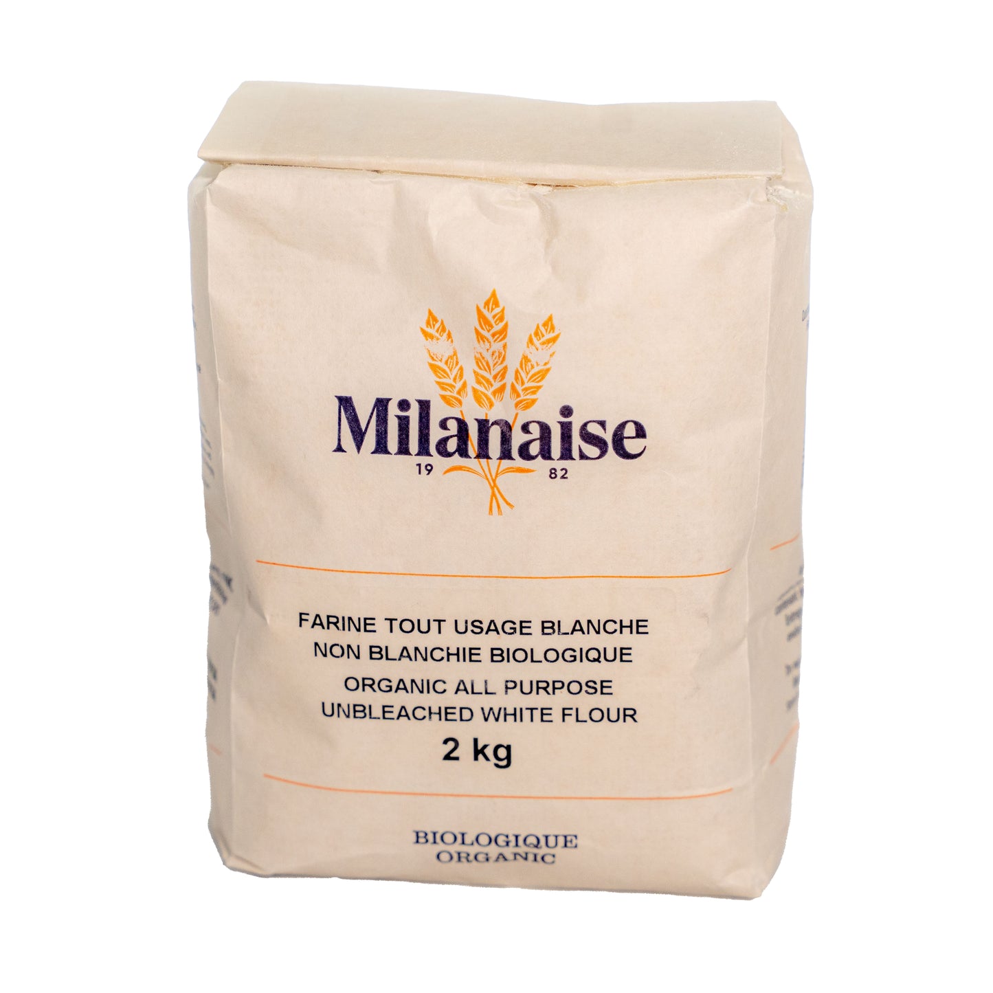 ORGANIC UNBLEACHED WHITE ALL-PURPOSE FLOUR – LA MILANAISE 2KG