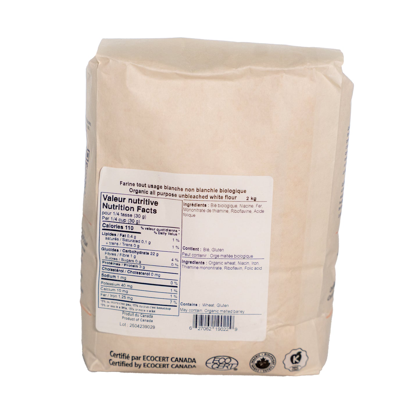 ORGANIC UNBLEACHED WHITE ALL-PURPOSE FLOUR – LA MILANAISE 2KG