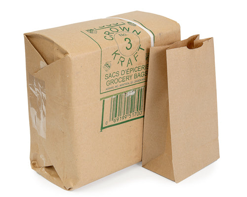 BROWN GROCERY BAGS 3 lb - 500 units