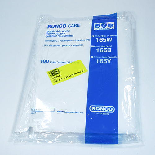 WHITE PLASTIC APRON STANDARD GRADE 100 units