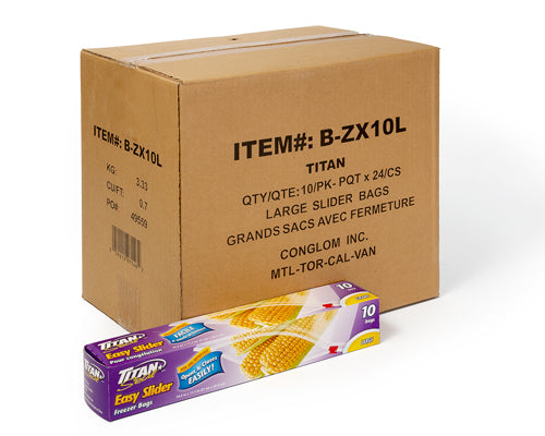 LARGE RESEALABLE FREEZER BAGS - TITAN 10 x 24 / box