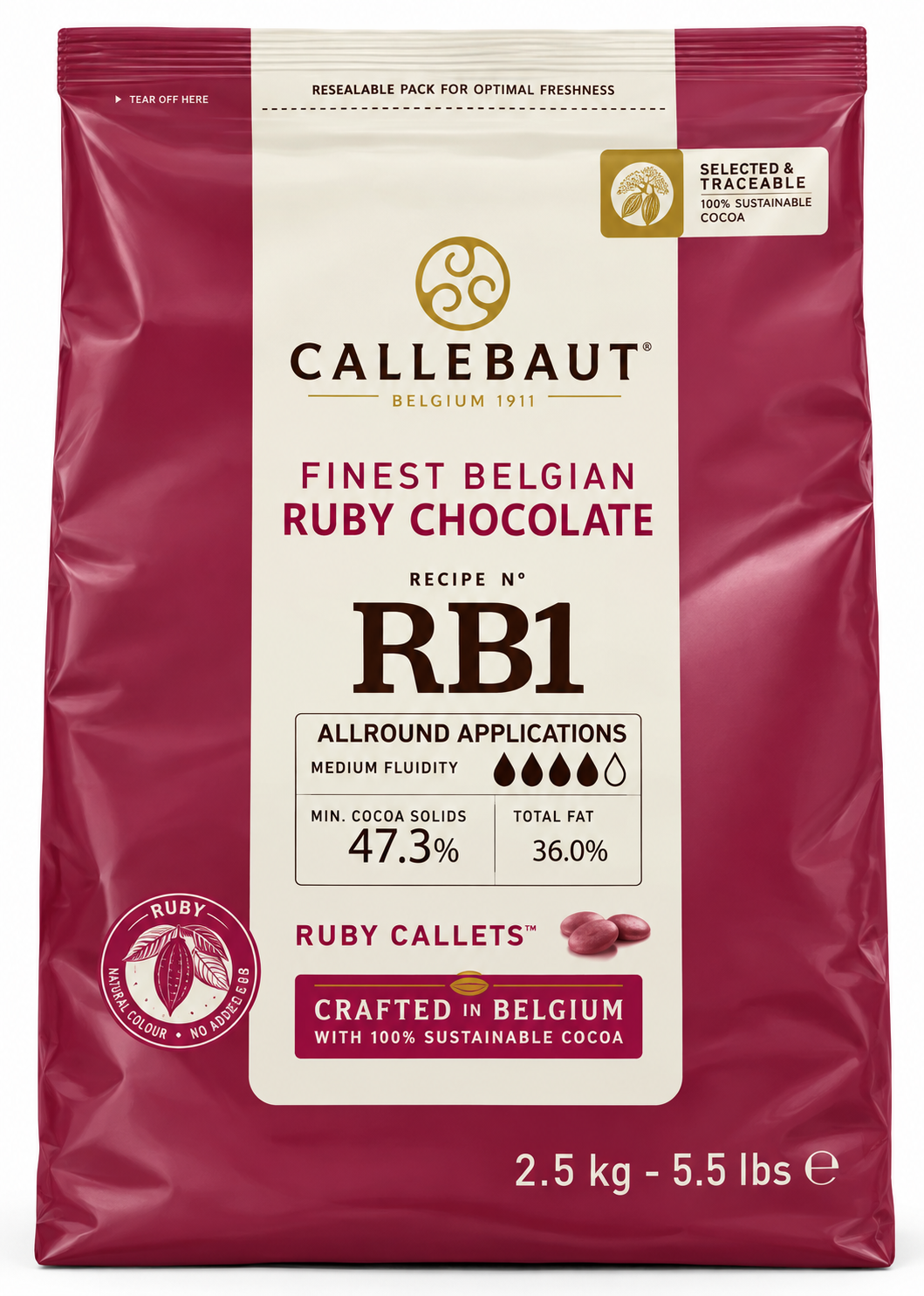 RUBY COVER CHOCOLATE IN CALLETS - BARRY CALLEBAUT - 2.5kg