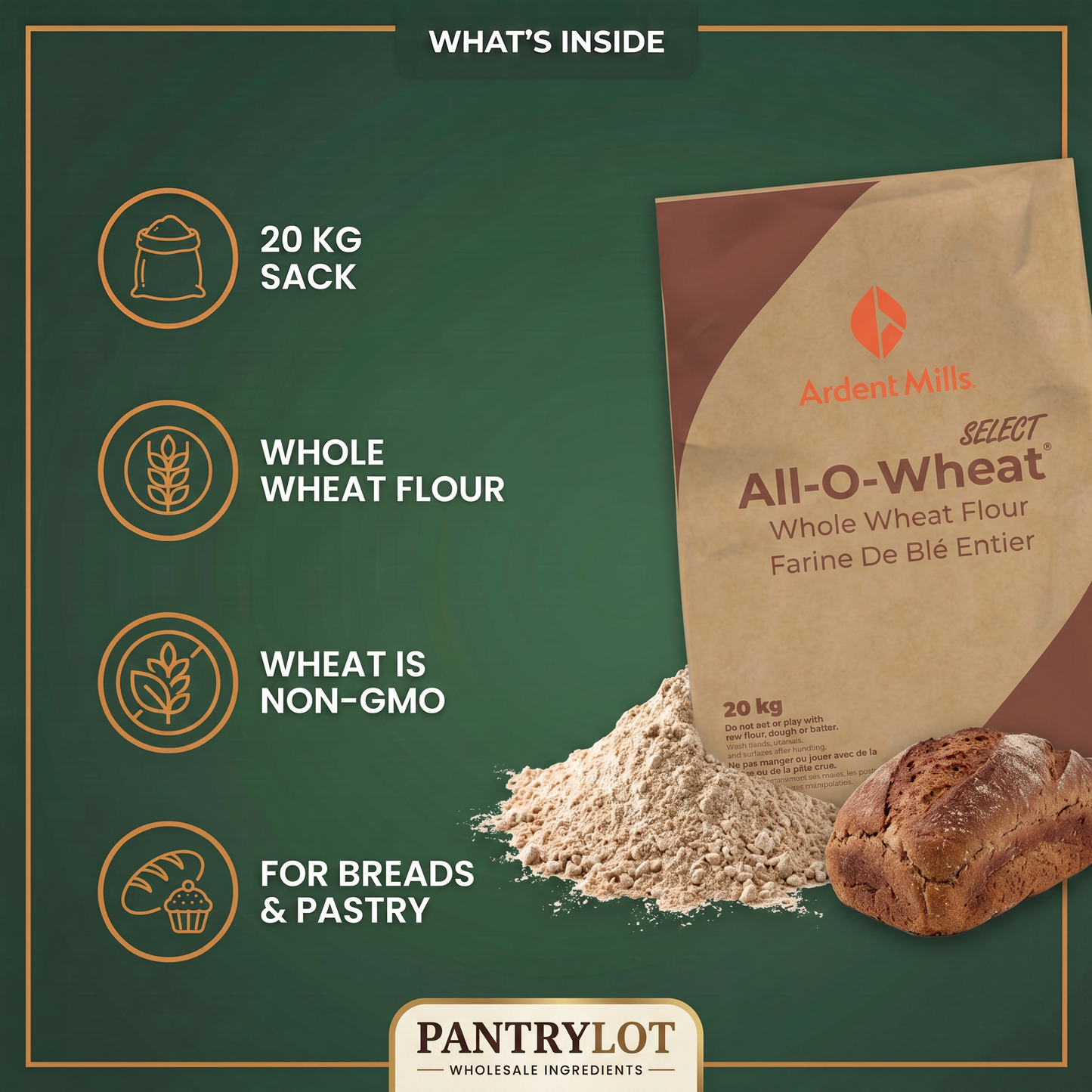 WHOLE WHEAT FLOUR - 20kg — in-the-box features card