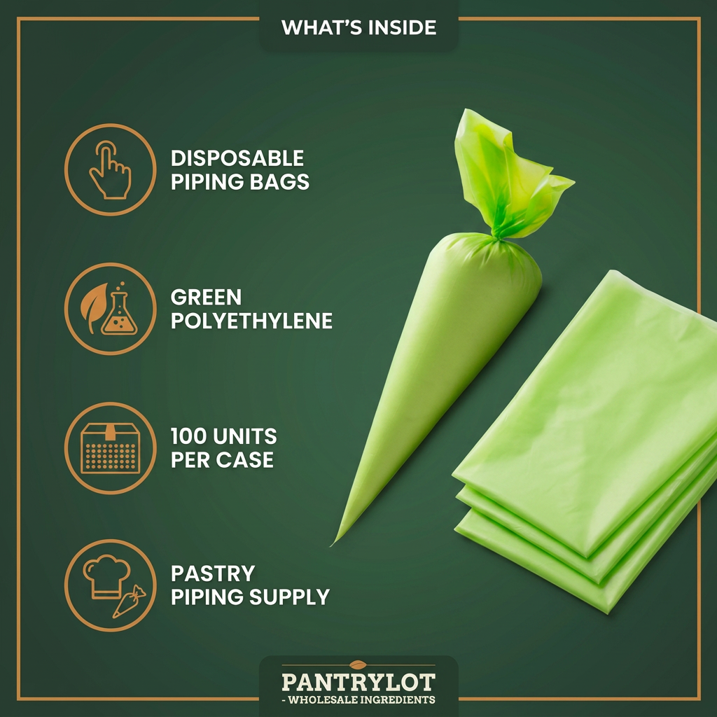 DISPONSABLE PIPPING BAGS GREEN 30 cm - 100 units — in-the-box features card