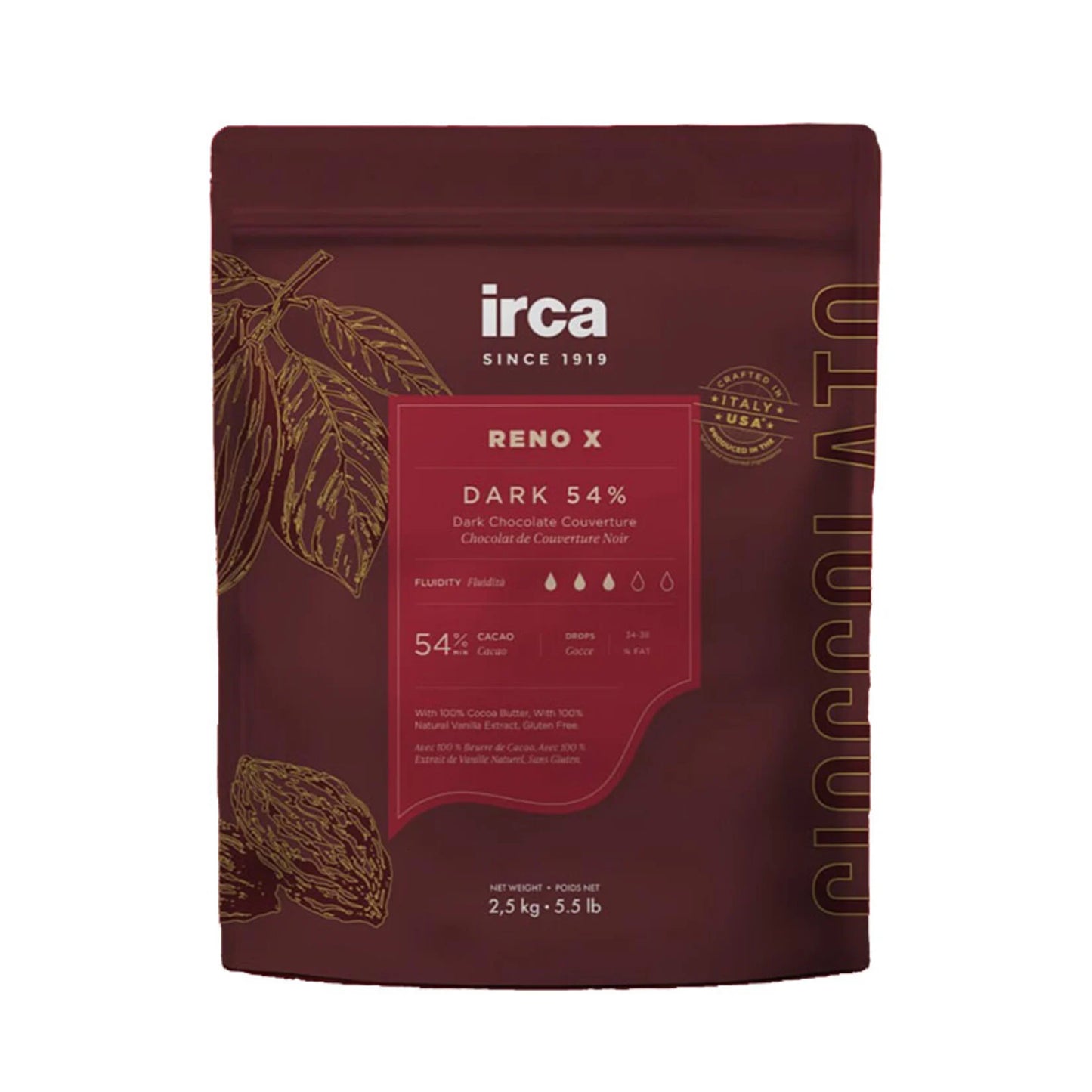 PISTOLES DE CHOCOLAT NOIR 54.5% RENO X IRCA 2.5 KG
