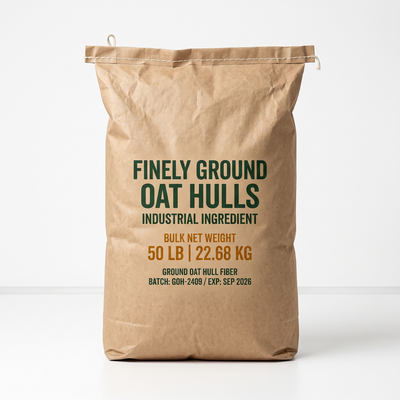 FINELY GROUND NON-GM, UNBLEACHED OAT HULLS - AVENA - 50lbs 22.68kg