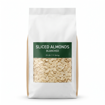 BLANCHED REGULAR SLICED  ALMONDS - BLUE DIAMOND 25 lbs - 11.34 kg