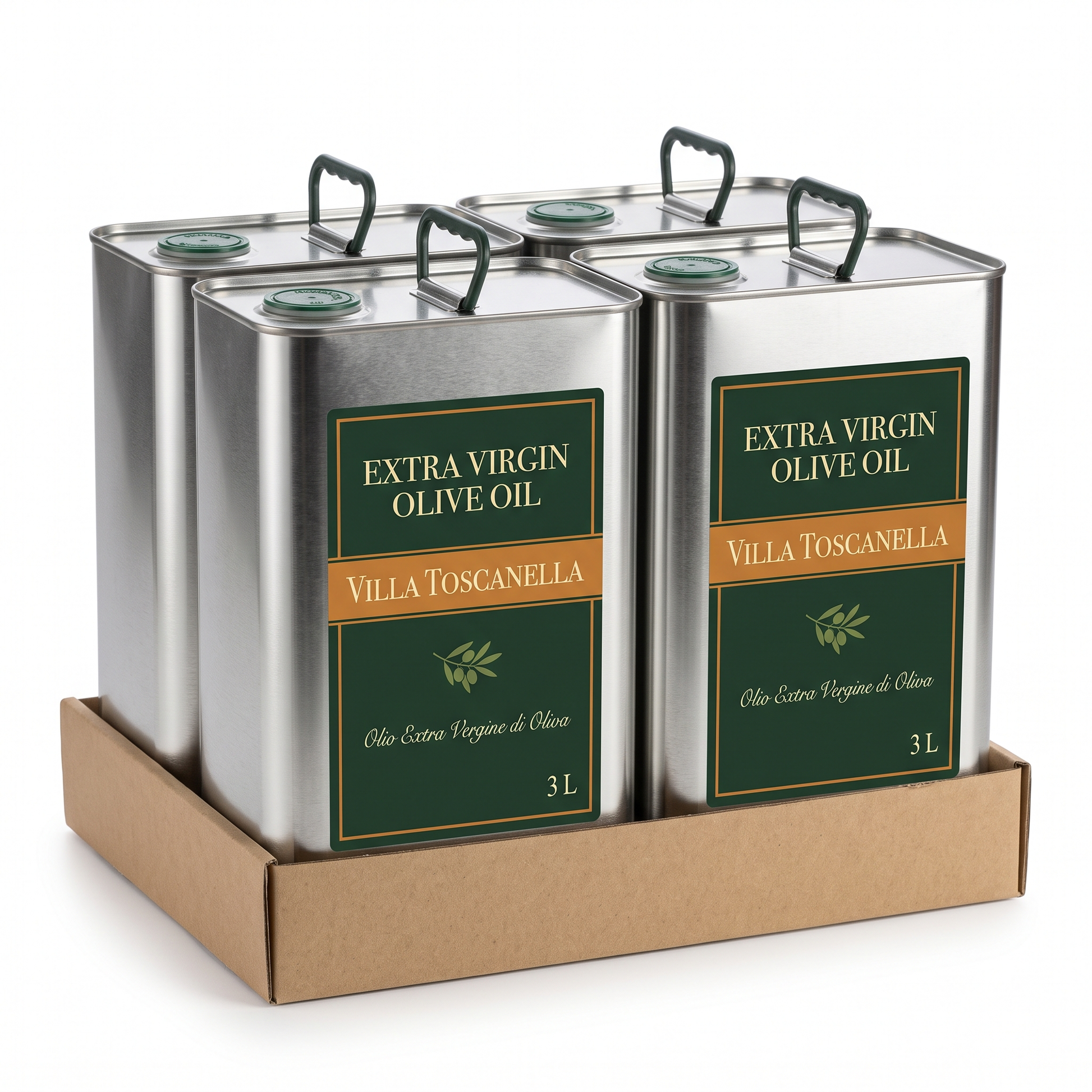 Case of four 3 L tins of Villa Toscanella extra virgin olive oil