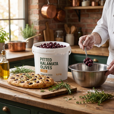 PITTED LARGE OLIVES KALAMATA - 10 kg GREECE