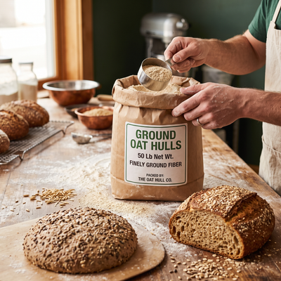 FINELY GROUND NON-GM, UNBLEACHED OAT HULLS - AVENA - 50lbs 22.68kg