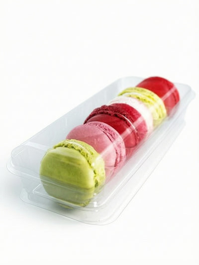 6 MACAROONS BOX WITH TRANSPARENT BASE AND LID -  20 units