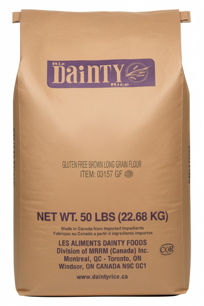 GLUTEN-FREE BROWN LONG GRAIN RICE FLOUR 103167 - DAINTY - 50lbs 22.68kg