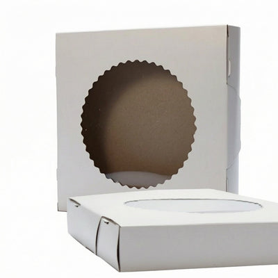 CARDBOARD PIE BOX WITH WINDOW CELLO 8X8X1.5 - 250 units