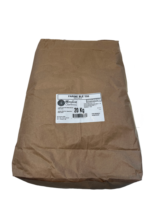 T55 WHEAT FLOUR - MOULIN DE CHARLEVOIX - 20 kg