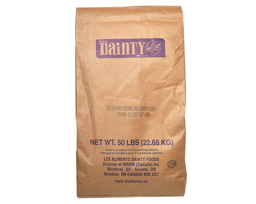 GLUTEN-FREE BROWN LONG GRAIN RICE FLOUR 103167 - DAINTY - 50lbs 22.68kg