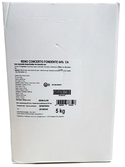 DARK CHOCOLATE 64%  DROPS RENO CONCENTRO IRCA - 5 kg