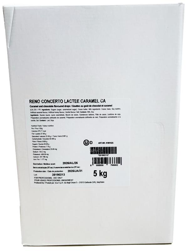 CARAMEL MILK CHOCOLATE 38% COUVERTURE RENO CONCERTO IRCA - 5 kg