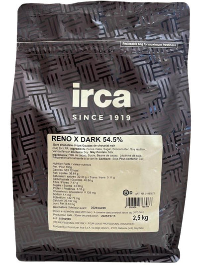 DARK CHOCOLATE 54.5 % DROPS COUVERTURE - RENO X IRCA - 4 x 2.5 kg