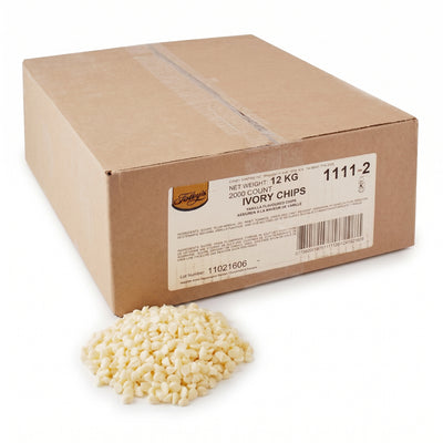 WHITE COMPOUND CHOCOLATE CHIPS 2000CT - FOLEY'S CHOCOLATE - 12 kg