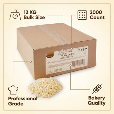 WHITE COMPOUND CHOCOLATE CHIPS 2000CT - FOLEY'S CHOCOLATE - 12 kg
