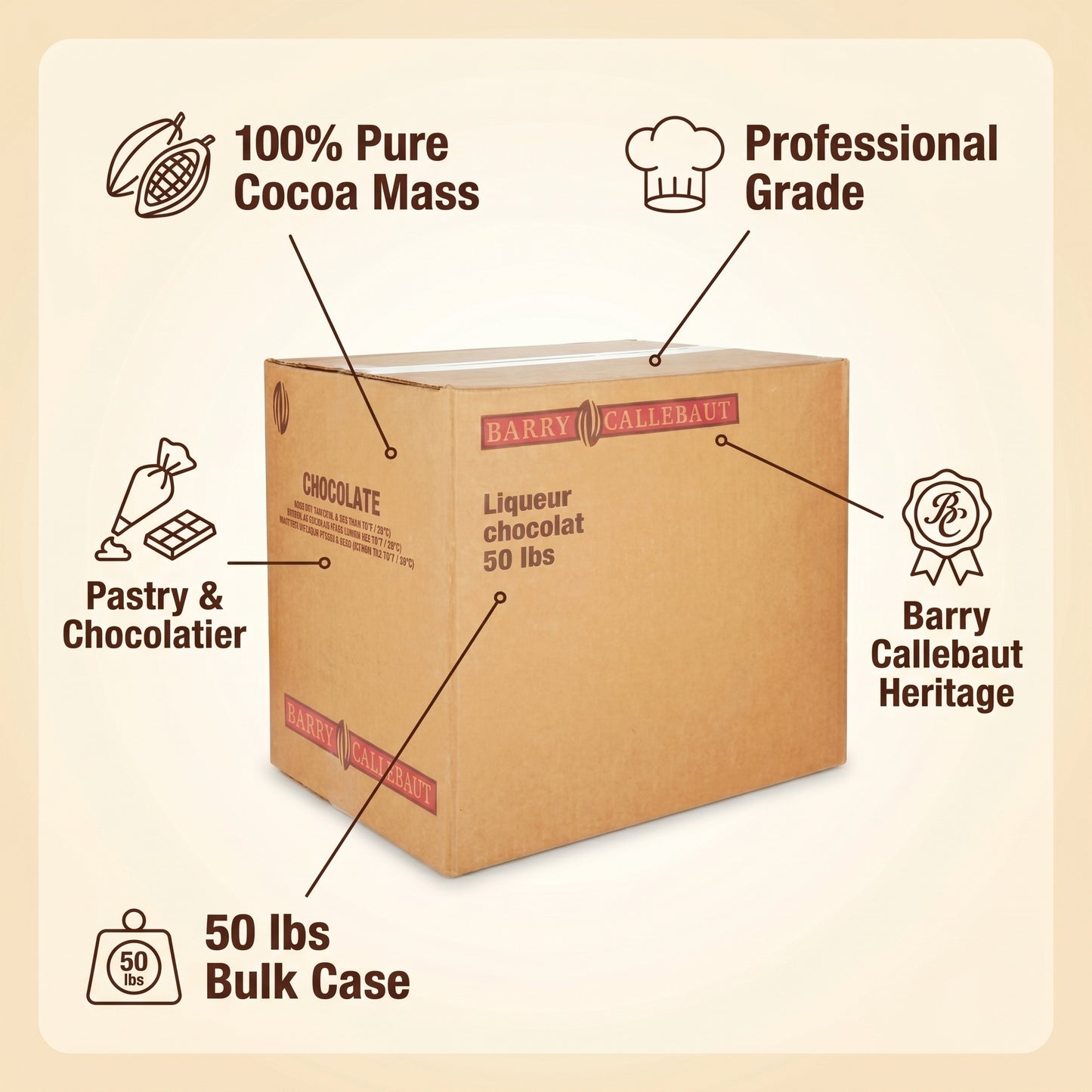 CHOCOLATE LIQUOR - BARRY CALLEBAUT - 50lbs 22.68kg