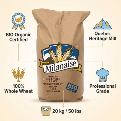 ORGANIC WHOLE WHEAT BREAD FLOUR - MILANAISE - 20kg