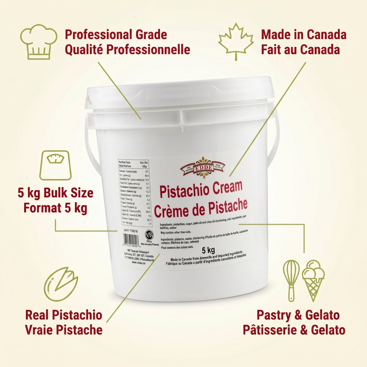 PISTACHIO CREAM - EDDE 5 kg