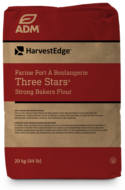 THREE STARS STRONG BAKER'S FLOUR UNTREATED - ADM - 20kg