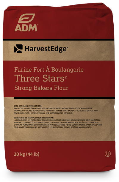 THREE STARS STRONG BAKER'S FLOUR UNTREATED - ADM - 20kg