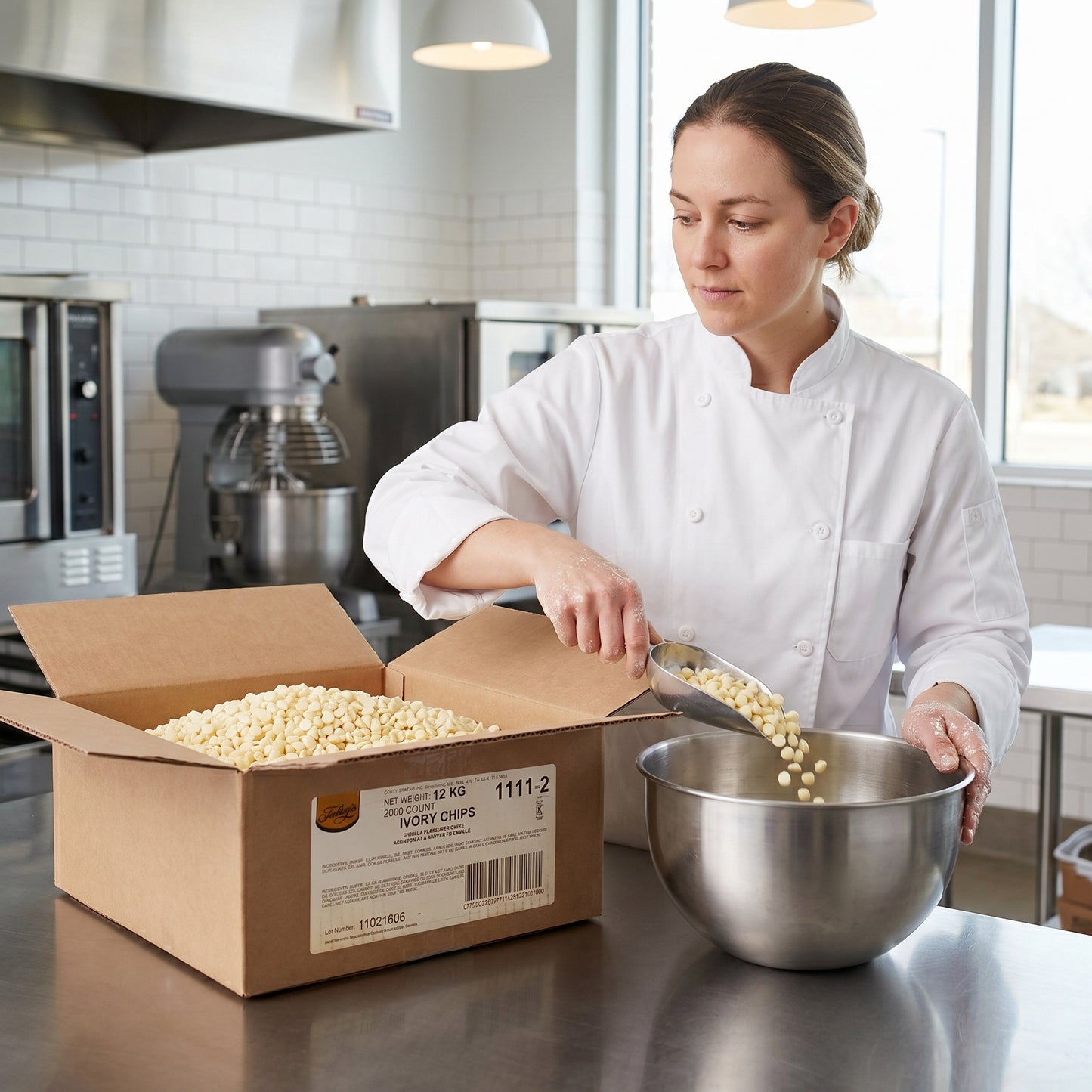 WHITE COMPOUND CHOCOLATE CHIPS 2000CT - FOLEY'S CHOCOLATE - 12 kg