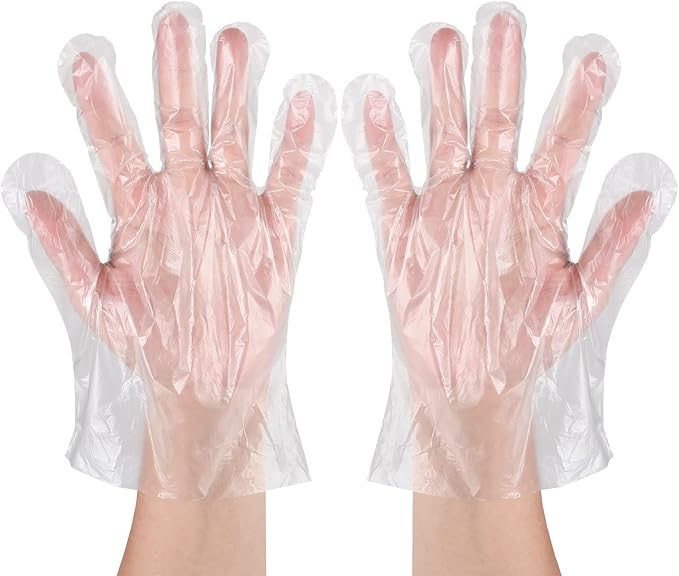 LARGE-SIZE TRANSPARENT DISPOSABLE POLYETHYLENE GLOVE - 500 units