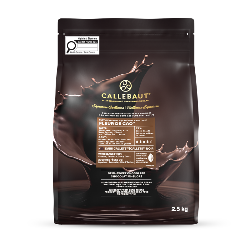 70% DARK CHOCOLATE IN PISTOLS FLEUR DE CAO - CALLEBAUT - 4 x 2.5 kg
