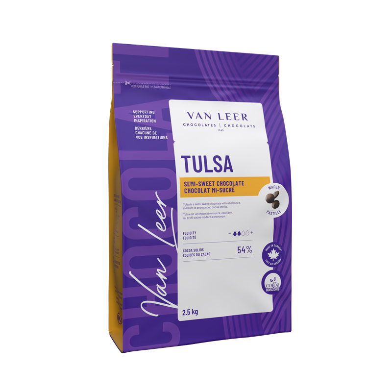 TULSA SPECIAL PANING SEMI-SWEET CHOCOLATE 55% -VANLEER 50 lbs - 8 x 2.5 kg