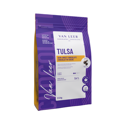 TULSA SPECIAL PANING SEMI-SWEET CHOCOLATE 55% -VANLEER 50 lbs - 8 x 2.5 kg