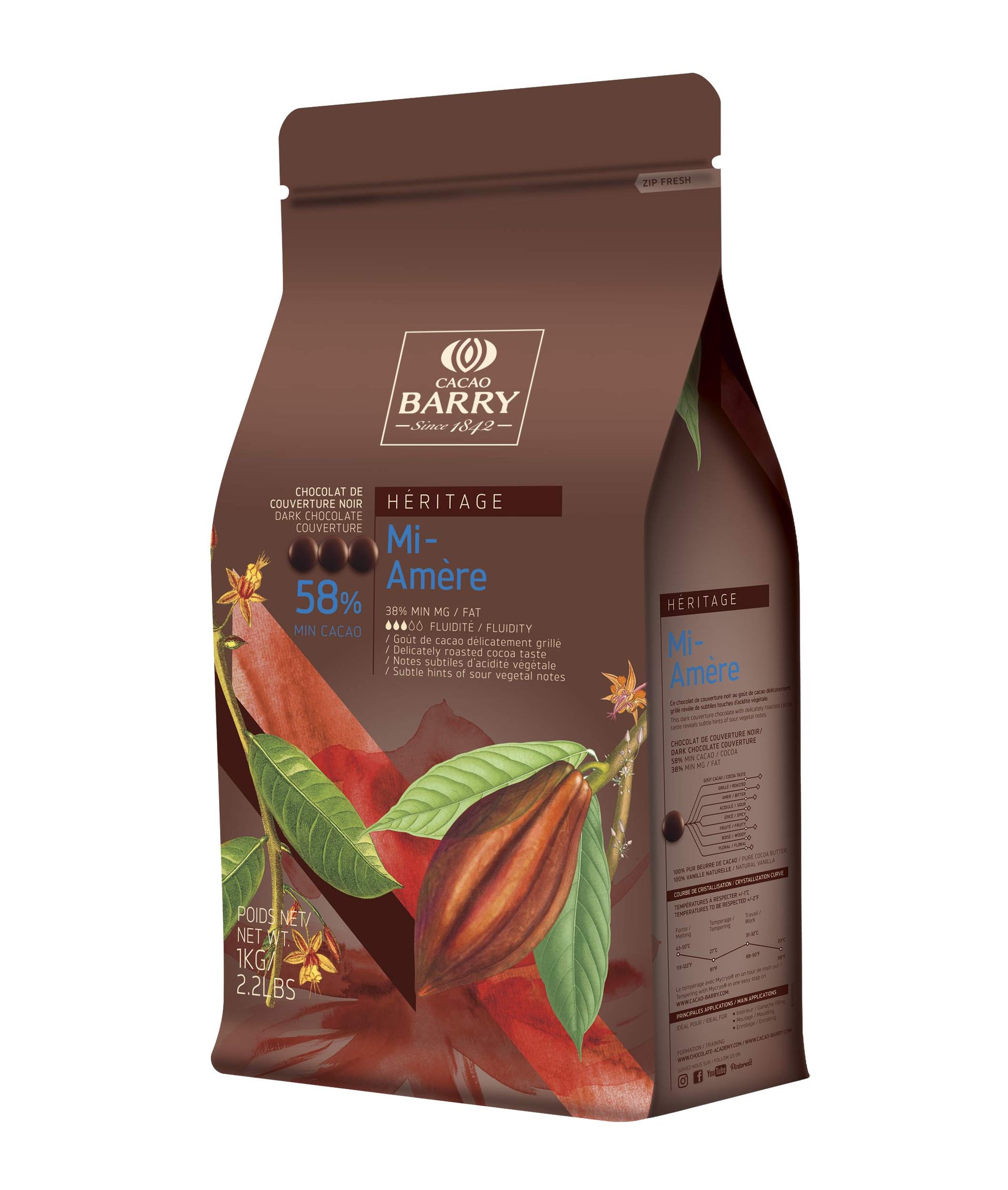 BITTERSWEET DARK CHOCOLATE COUVERTURE 58% - CACAO BARRY - 5kg