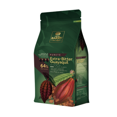 DARK CHOCOLATE COUVERTURE 64 % PURETE EXTRA-BITTER GUAYAQUIL - CACAO BARRY - 5kg