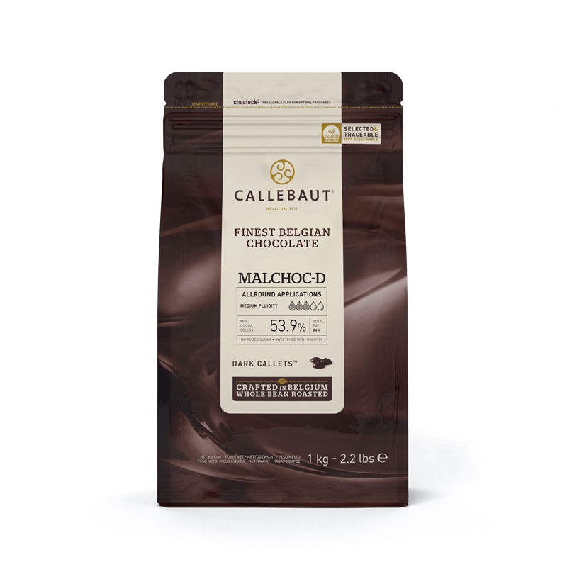 MALCHOC DARK CHOCOLATE WITH NO ADDED SUGAR CALLETS - BARRY CALLEBAUT - 10kg