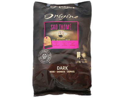 PURE ORIGINAL DARK SAOTHOME CHOCOLATE IN CALLETS 70% - BARRY CALLEBAUT - 2.5kg - 4 units